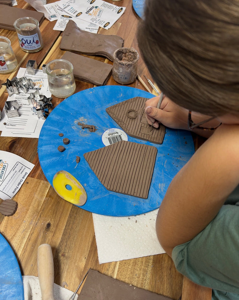 Clay hand building class at CREATIVE Clay in Claremont, NC