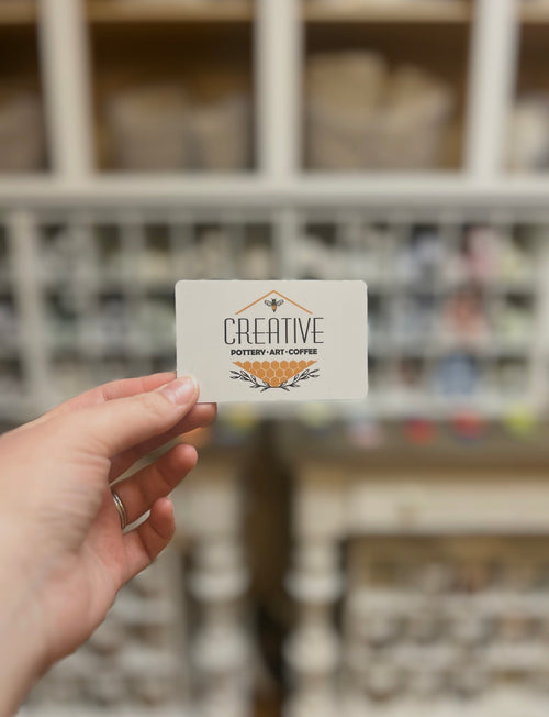 CREATIVE gift card for pottery, art and coffee in Claremont, NC