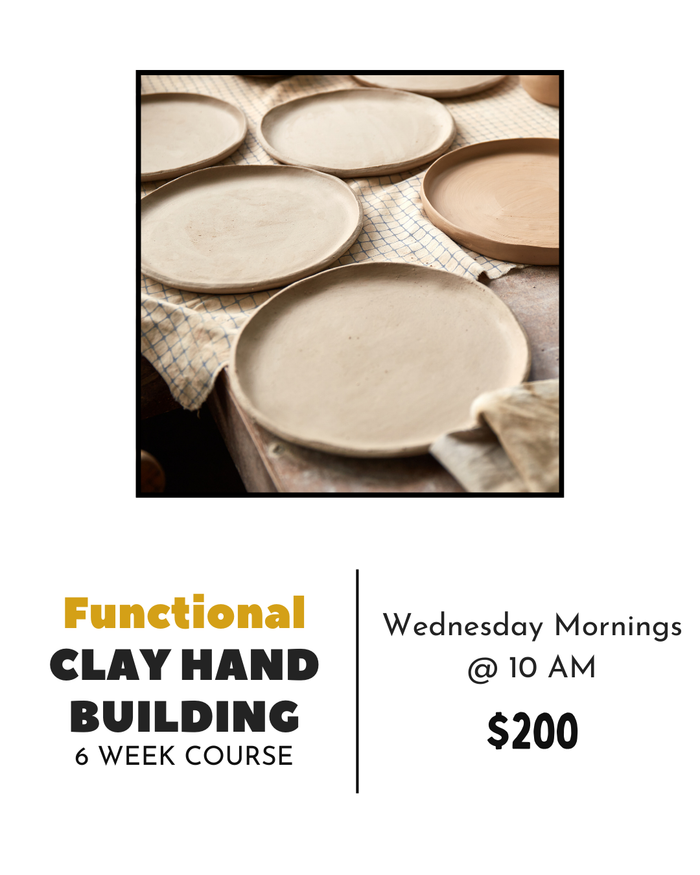 Functional clay hand building class making mugs and plates at CREATIVE Clay