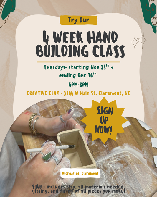 Intro to Hand Building Course - 4 Weeks
