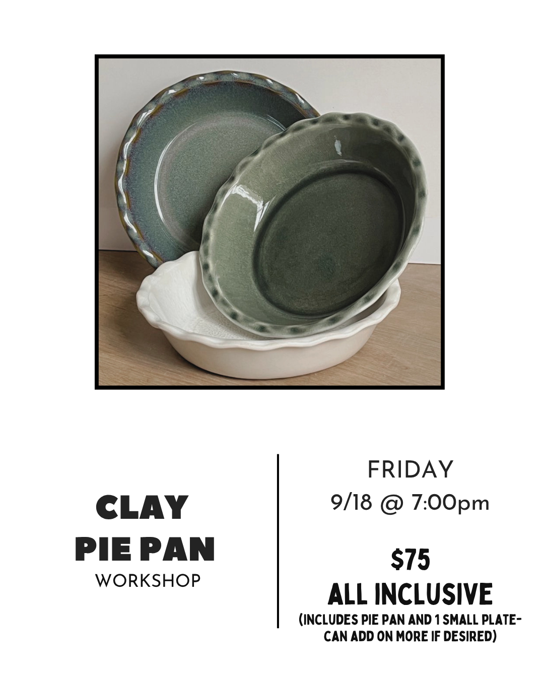 Clay Pie Pan | Clay Workshop